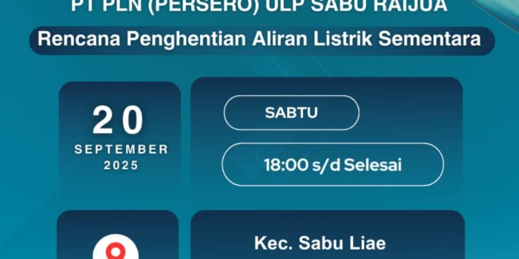 Pemberitahuan Pemeliharaan Mesin PLTD di Sabu Raijua, 20 September 2025